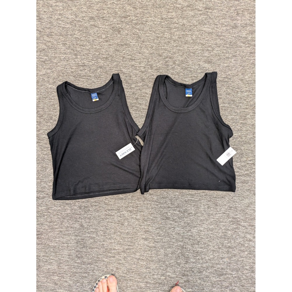 Old Navy‎ Girls 2 Pack Ultralite Go-Dry Ribbed Tank Tops Black XL 14-16 NWT